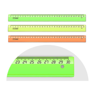 Линейка пластиковая  30см СТАММ тонированная 'Neon Cristal' цвета ассорти 