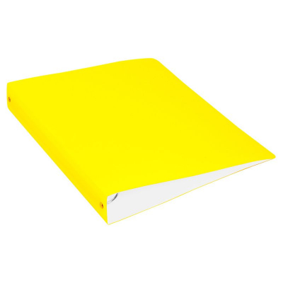 Папка A4  4 кольца 40мм (O) на 250л Бюрократ пластиковая Double Neon желтая