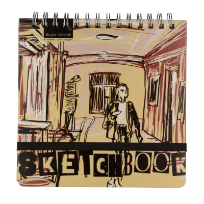 Блокнот для набросков BrunoVisconti® Sketchbook 20х20см 100г  80л крафт бумага на гребне/резинке твердая обложка 4 вида