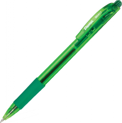 Ручка шариковая автоматическая Pentel 0.7мм с резиновой манжетой зеленая