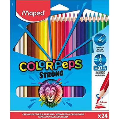 Карандаши  24цв Maped Color'peps 'Strong' пластиковые трехгранные в картонной коробке