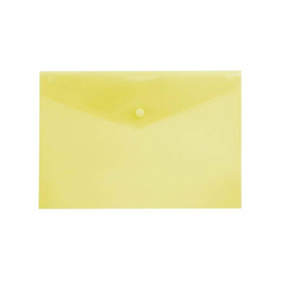 Папка-конверт на кнопке A5 Бюрократ пластиковая 180мкм прозрачная желтая