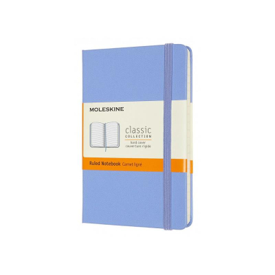 Записная книжка A6  96л линейка Moleskine® Classic Pocket твердая обложка на резиновой застежке голубая гортензия