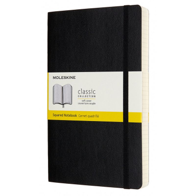 Записная книжка A5 200л клетка Moleskine® Classic Soft Expended Large мягкая обложка на резиновой застежке черная