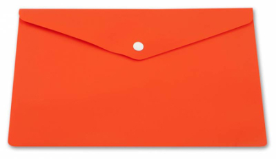 Папка-конверт на кнопке A4 Бюрократ пластиковая 180мкм глянцевая оранжевая