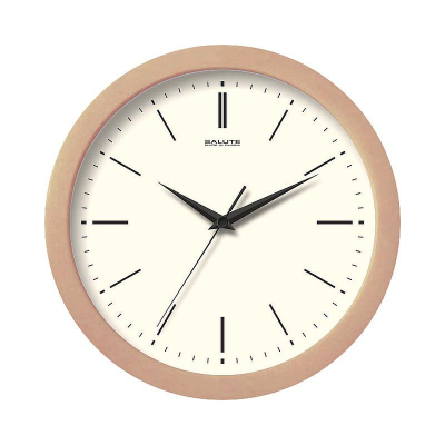 Часы настенные Салют Классика d-28см белый циферблат черные стрелки бежевый обод 'Датский штрих'