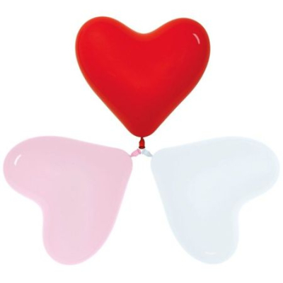 Шар воздушный Sempertex  30см Сердце белый/красный/розовый