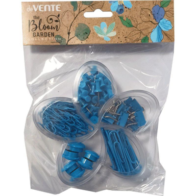 Набор принадлежностей deVENTE 'Bloom Garden' Blue зажимы/гвоздики/магниты/скрепки в пластиковой коробке