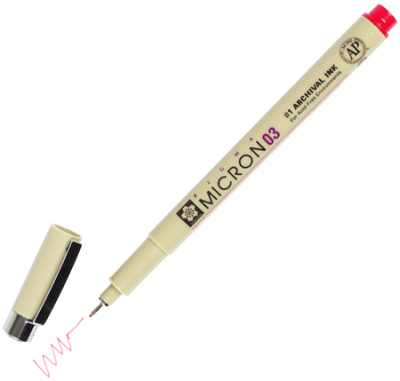 Ручка капиллярная художественная Sakura Pigma Micron d-0.35мм красная
