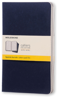 Записная книжка A5  40л клетка Moleskine® Cahier Large 3шт картонная обложка синяя