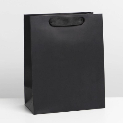 Пакет подарочный 18х23х10см черный ламинированный