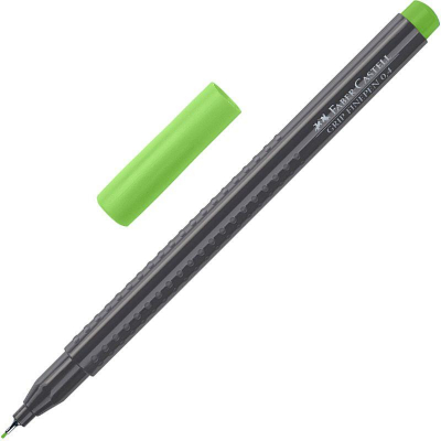 Ручка капиллярная Faber-Castell 'Grip Finepen' 0.4мм трехгранный корпус светло-зеленая