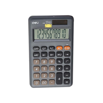 Калькулятор карманный Deli 12 разрядов DP GT 68х115х10мм 70г черный корпус
