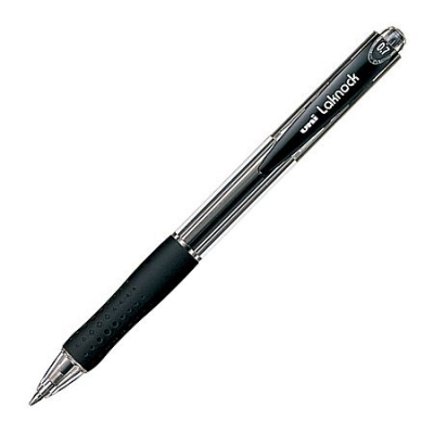Ручка шариковая автоматическая Uni-Ball 0.7мм Laknock с резиновой манжетой черная