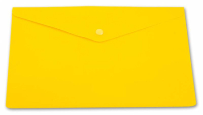 Папка-конверт на кнопке A4 Бюрократ пластиковая 180мкм глянцевая желтая