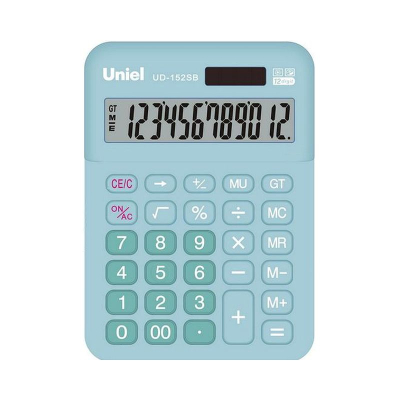 Калькулятор настольный Uniel 12 разрядов DP 100х147x35мм голубой