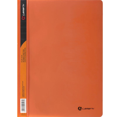 Скоросшиватель пластиковый A4 непрозрачный с внутренним карманом Lamark 300мкм оранжевый