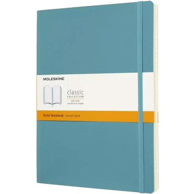 Записная книжка A4-  96л линейка Moleskine® Classic Soft XLarge мягкая обложка на резиновой застежке голубая