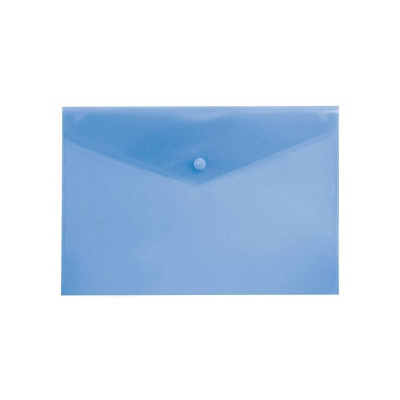 Папка-конверт на кнопке A5 Бюрократ пластиковая 180мкм прозрачная синяя