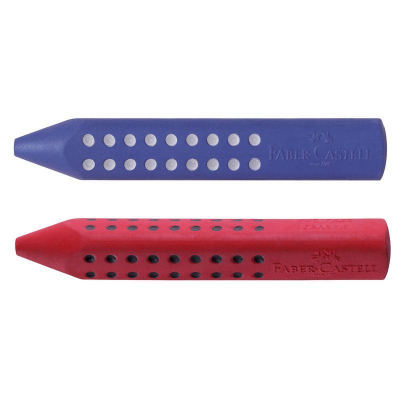 Ластик пластиковый для карандаша Faber-Castell 'Grip 2001' PVC- Free трехгранный 90х15х15мм синий/кр