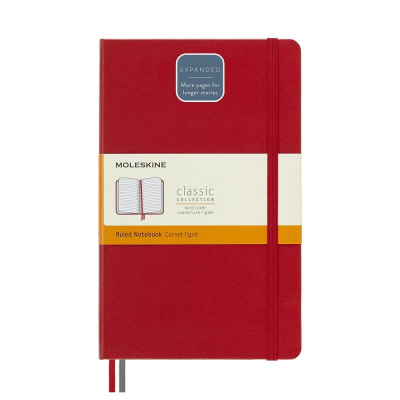 Записная книжка A5 200л линейка Moleskine® Classic Expended Large твердая обложка на резиновой застежке красная