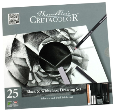 Набор художественный Cretacolor Black&White 25 предметов в металлической коробке