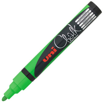 Маркер-жидкий мел Uni Chalk Marker  2.5мм  флуоресцентный зеленый