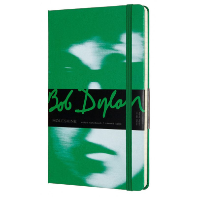 Записная книжка A5 120л линейка Moleskine® LE Bob Dylan Large твердая обложка на резиновой застежке зеленая