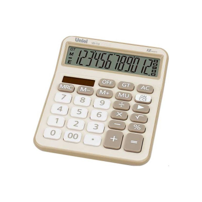 Калькулятор настольный Uniel 12 разрядов DP 125х161х25мм бежевый