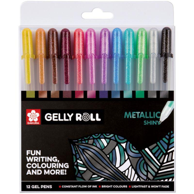 Ручки гелевые Sakura 12цв 1.0мм Gelly Roll 'Metallic' в пластиковой упаковке