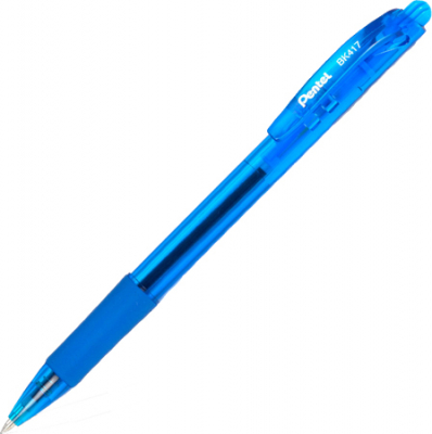 Ручка шариковая автоматическая Pentel 0.7мм с резиновой манжетой голубая