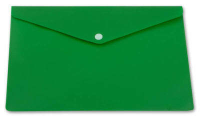 Папка-конверт на кнопке A4 Бюрократ пластиковая 180мкм глянцевая зеленая