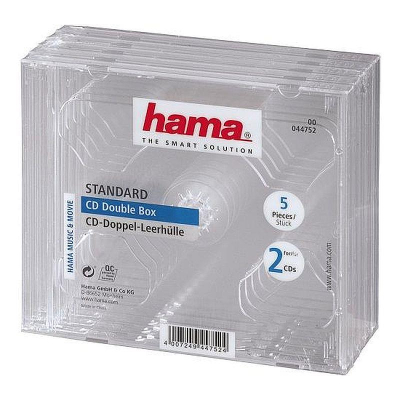 Коробка для диска на 2 CD/DVD Hama Jewel Box прозрачная  5шт