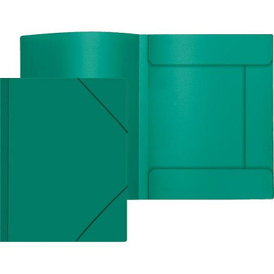 Папка с 2-я резиновыми застежками пластиковая A4 до 300л с 3 клапанами deVENTE 'Daily' зеленая