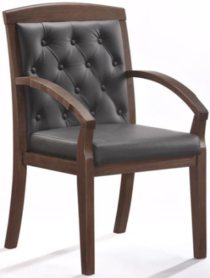 Конференц-кресло EasyChair темный орех/рециклированная кожа черное