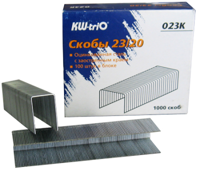 Скобы №23/20 на 140-170 листов 1000шт KW-trio