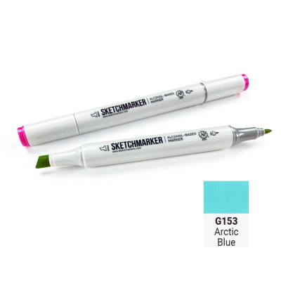 Маркер художественный спиртовой Sketchmarker голубой арктический двусторонний