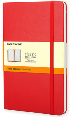 Записная книжка A5 120л линейка Moleskine® Classic Large твердая обложка на резиновой застежке красная