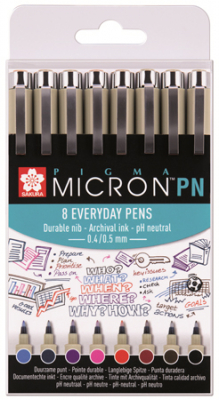 Ручки капиллярные художественные Sakura Pigma Micron PN  8цв 0.4-0.5мм