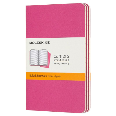 Записная книжка A6  32л линейка Moleskine® Cahier Pocket 3шт картонная обложка розовая