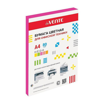 Бумага цветная A4 deVENTE  75г неон малиновая 100л