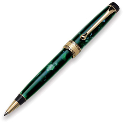 Ручка шариковая Aurora Optima зеленая смола отделка позолота