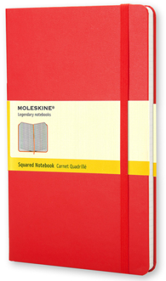 Записная книжка A5 120л клетка Moleskine® Classic Large твердая обложка на резиновой застежке красная