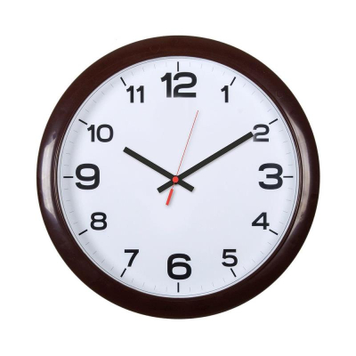 Часы настенные Бюрократ Классика d-29см белый циферблат черные стрелки коричневый обод плавный ход