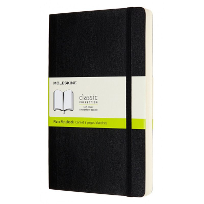 Записная книжка A5 200л без линовки Moleskine® Classic Soft Expended Large мягкая обложка на резиновой застежке черная