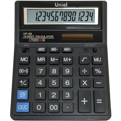 Калькулятор настольный Uniel 14 разрядов DP DM 158x203x30мм