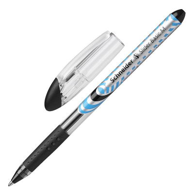 Ручка шариковая Schneider 1.0мм Slider Basic M с резиновой манжетой одноразовая черная