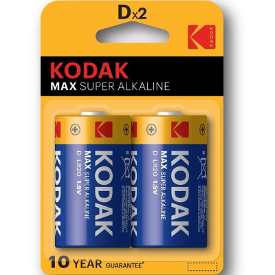Батарейка Kodak  1.5V D/LR20 MAX SUPER Alkaline  2шт в блистере