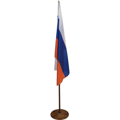 Флаг государства Россия 135х90см на напольном флагштоке под дерево вишня