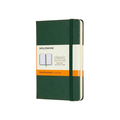 Записная книжка A6  96л линейка Moleskine® Classic Pocket твердая обложка на резиновой застежке зеленая